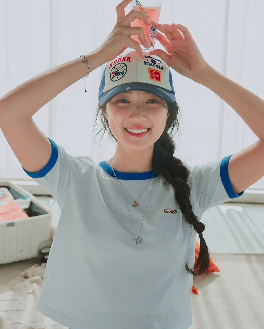 🇰🇷 KODAK Apparel 柯達金惠奫代言同款拼色滾邊短版短T 短袖