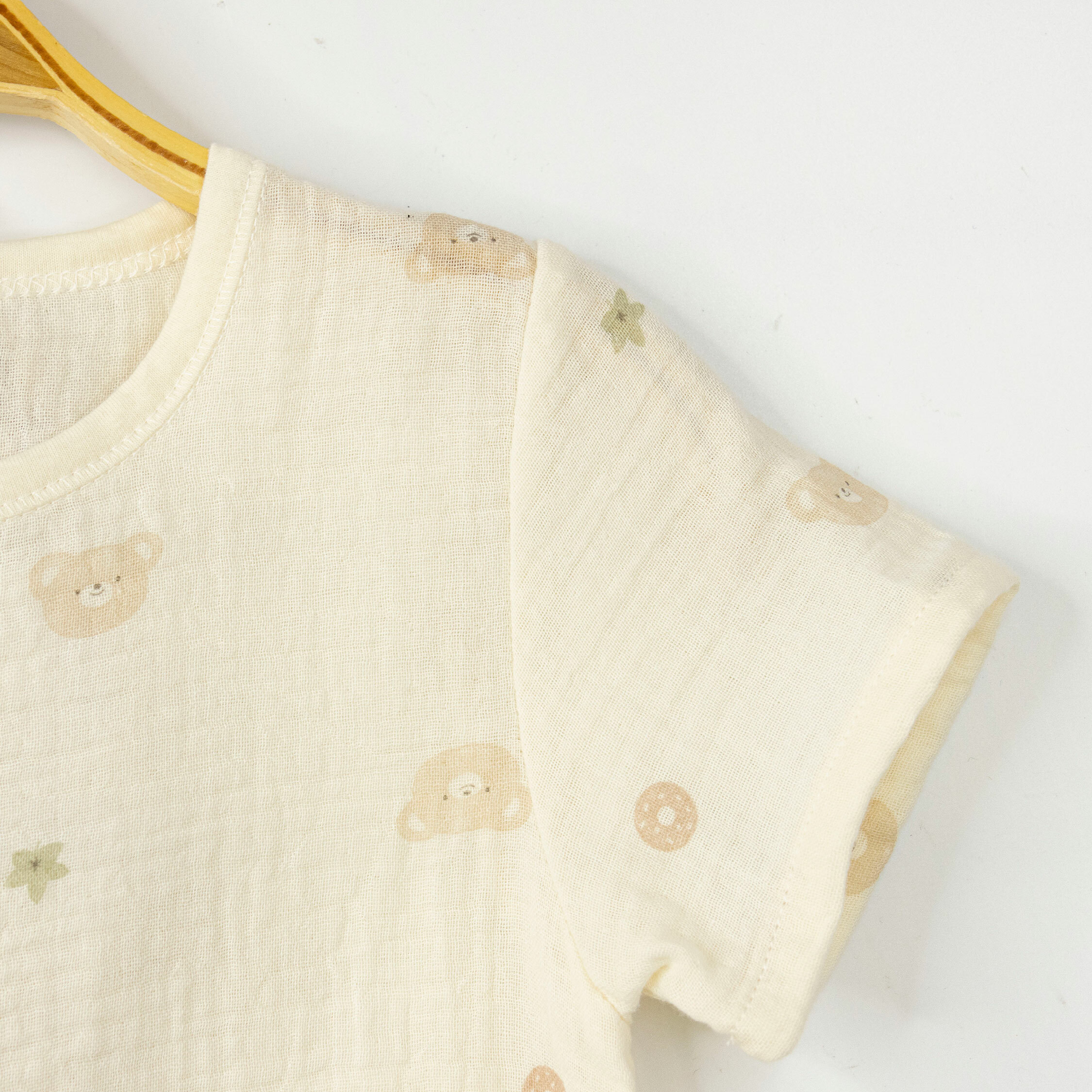 純淨系列【T0052】甜甜圈葉子小熊短袖連身衣