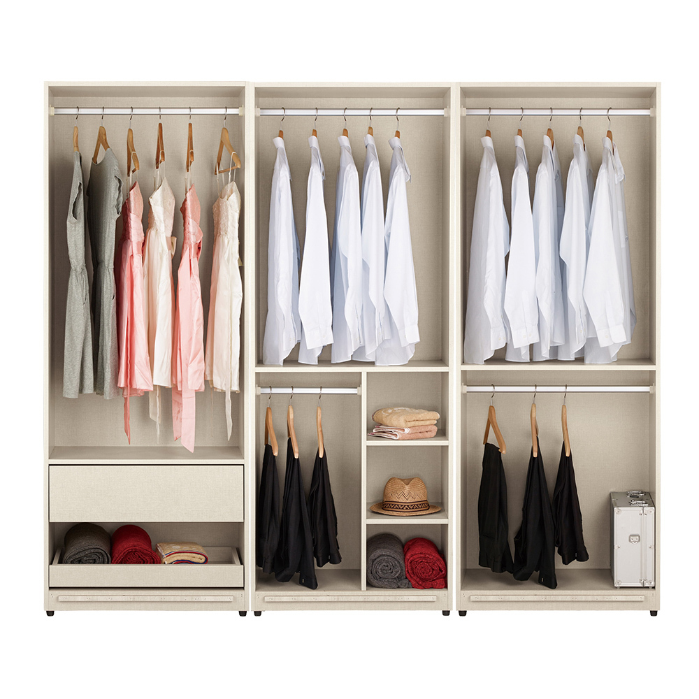 恩洛7.5尺長虹玻璃推門/拉門衣櫃(五吊桿+一抽+三格)