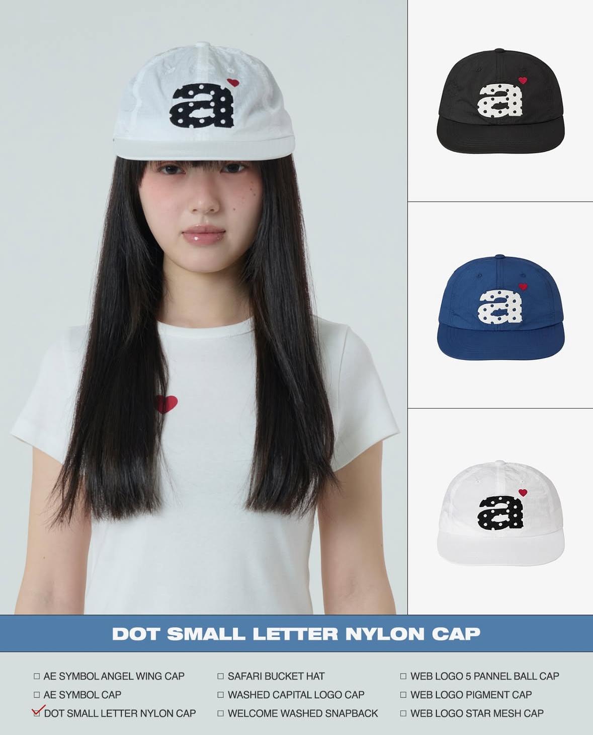 ★AEAE★DOT SMALL LETTER NYLON CAP AEAE) DOT SMALL LETTER NYLON CAP - 3col