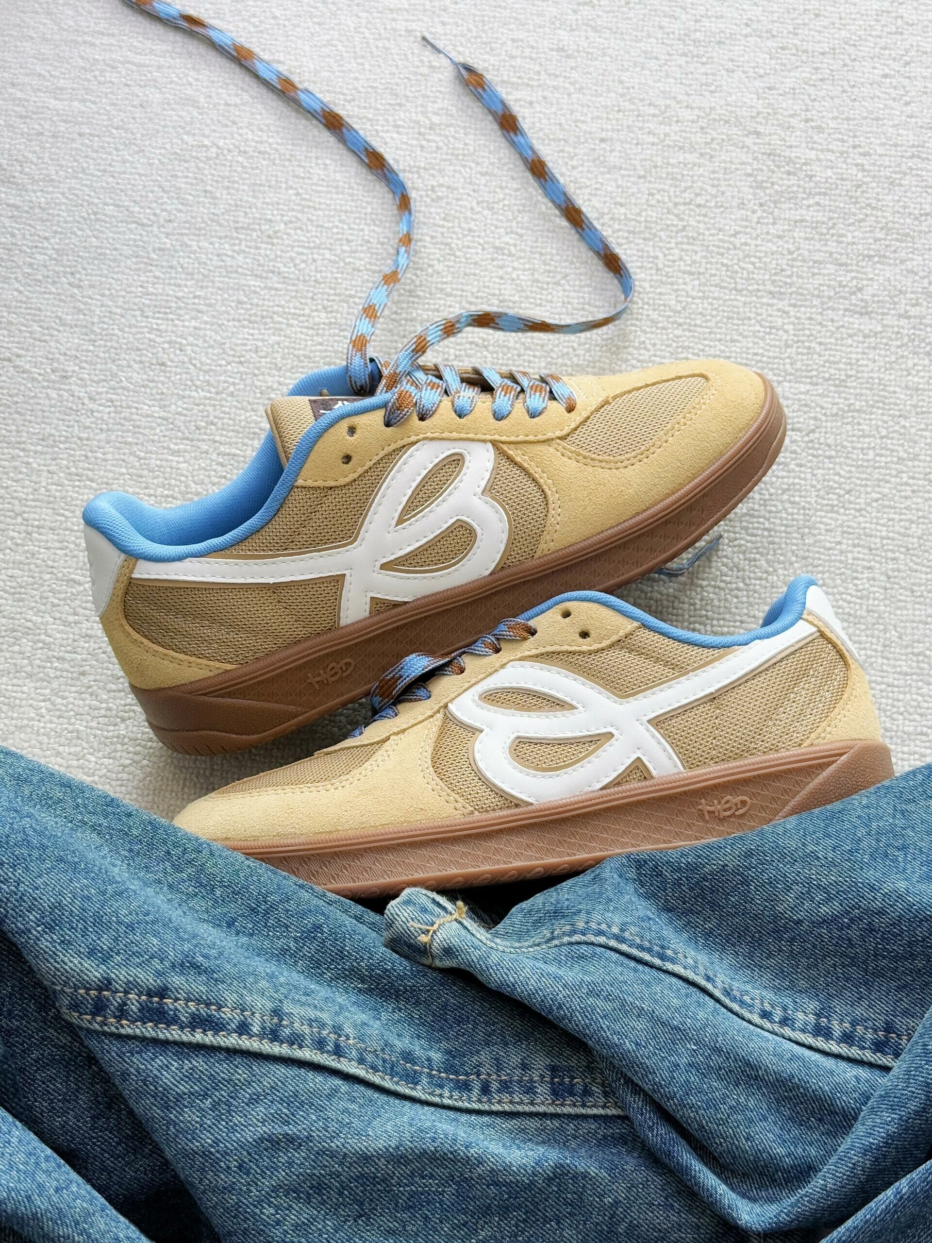 HBD x We Flower 小花鞋 麂皮 拼接 焦糖底 復古 德訓鞋 咖啡色 海鹽棕 藍色/預購