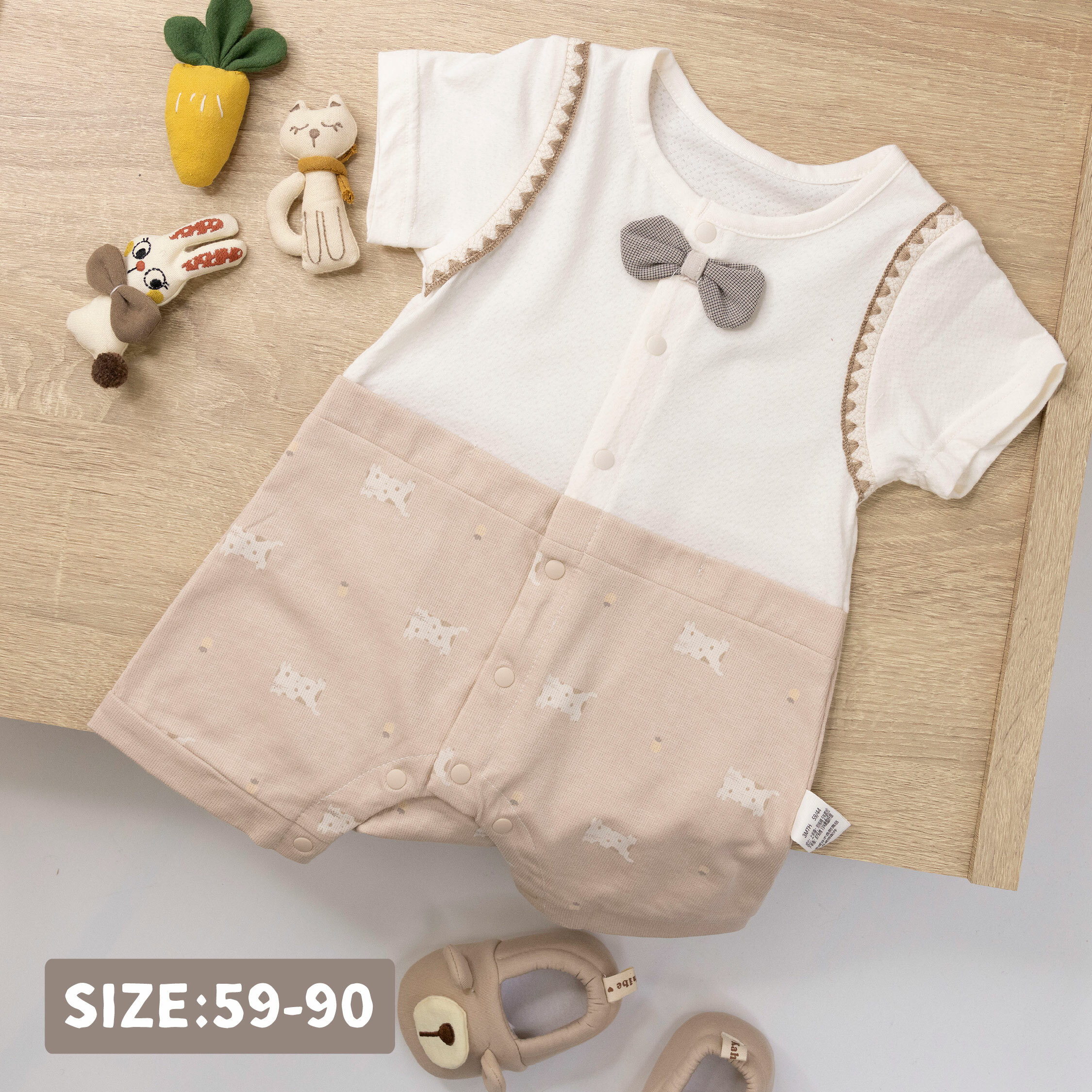 純淨系列【T0055】紳士小花貓親膚短袖連身衣