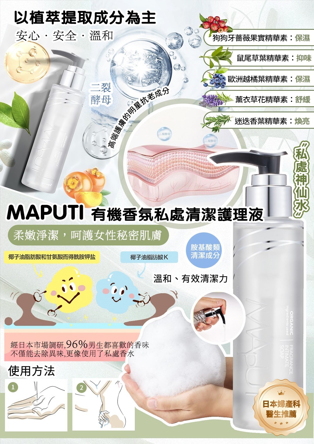 (2756)【多件優惠】MAPUTI 有機香氛私處清潔護理液 120ml