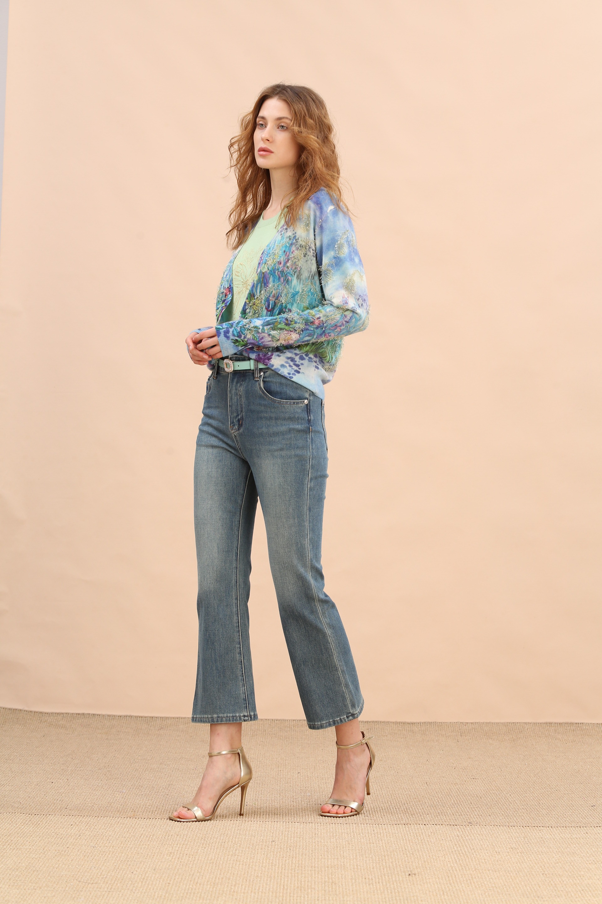 BE10210D1 莫內花園匆匆流蘇羊絨卡迪跟外套