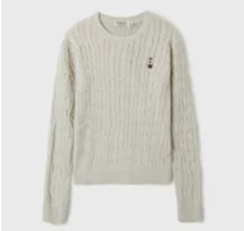 [S] WHO.A.U OATMEAL MELANGE STEVE CABLE R-NECK, WHKAF1204F33-OATMEAL MELANGE (SWAU537)