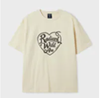[S] WHO.A.U CREAM HEART STAMP T-SHIRT, WHRPF2405U64-CREAM (SWAU541)