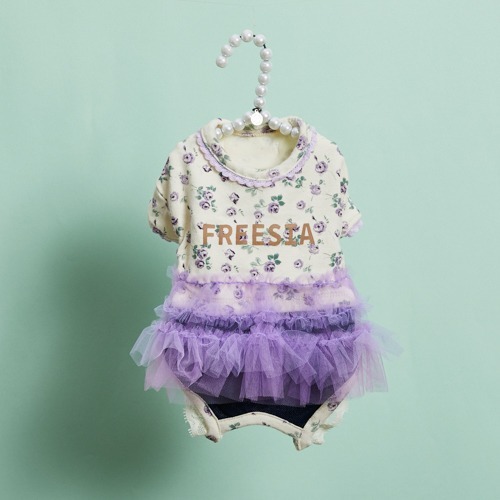 Louisdog 紫羅蘭花園澎澎吊帶褲