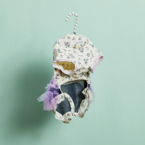 Louisdog 紫羅蘭花園澎澎吊帶褲