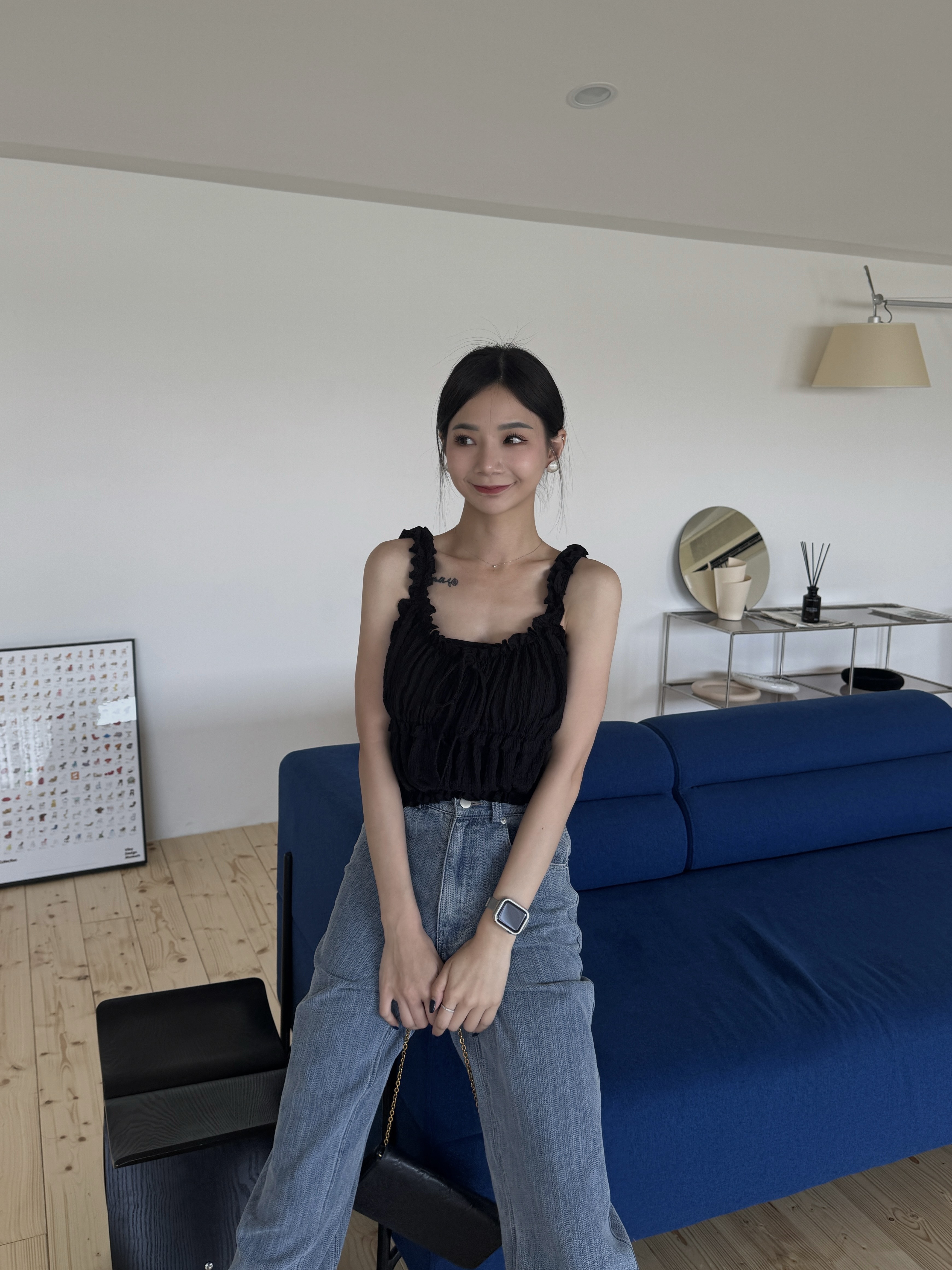 皺皺前綁帶造型上衣