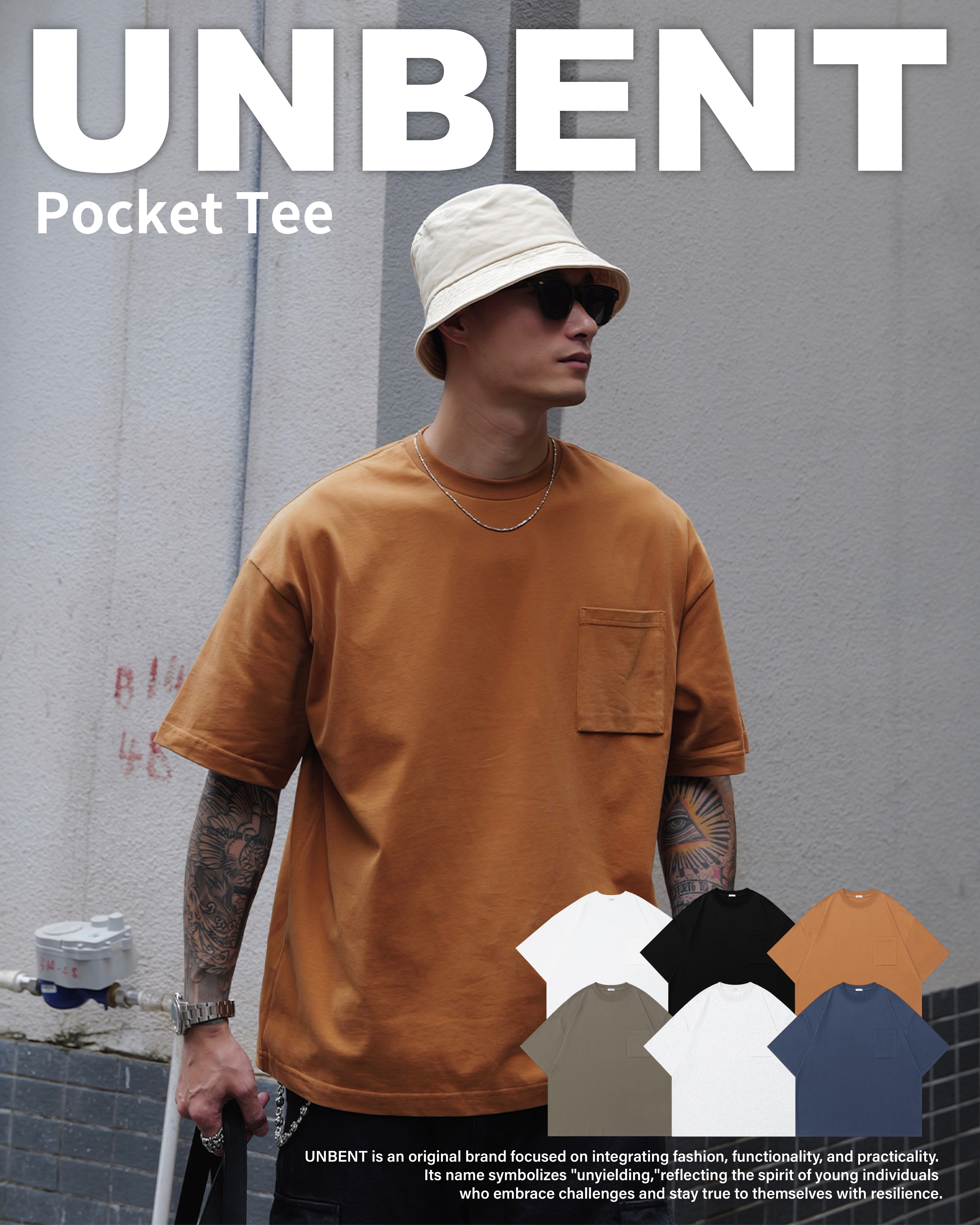 #預購 UNBENT 25SS 基本款 純色 純棉 刺繡 落肩口袋 短踢 六色