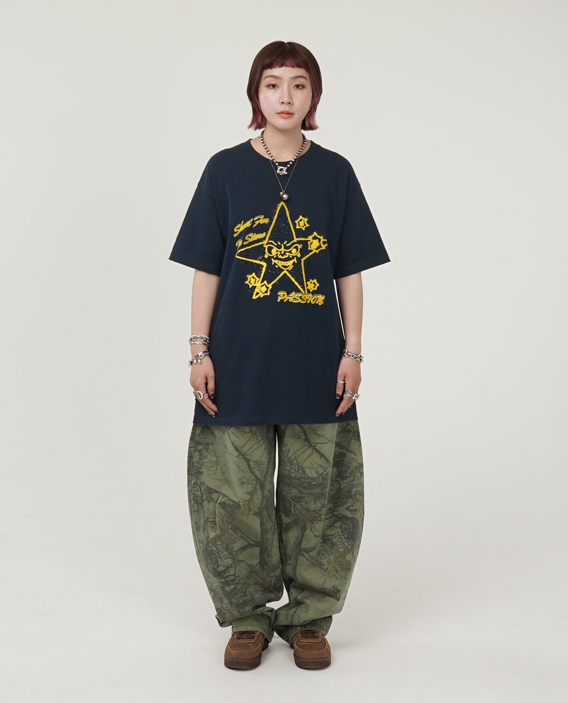 水洗樹枝寬錐褲