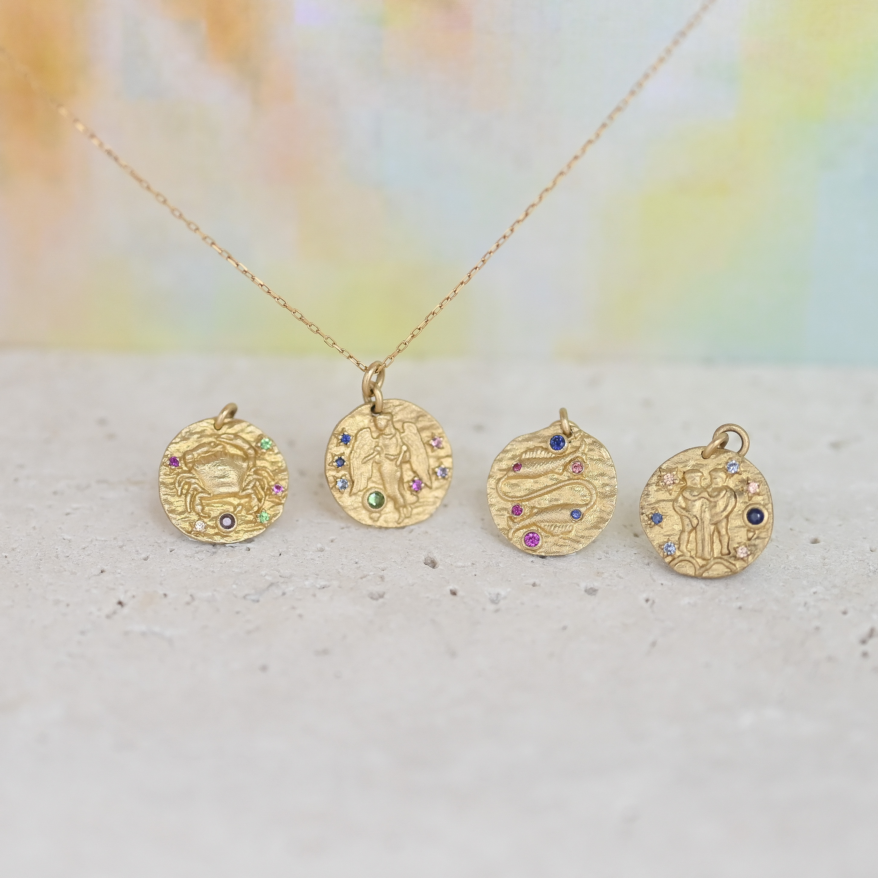 18K Baroque Constellation Gemstone Pendant