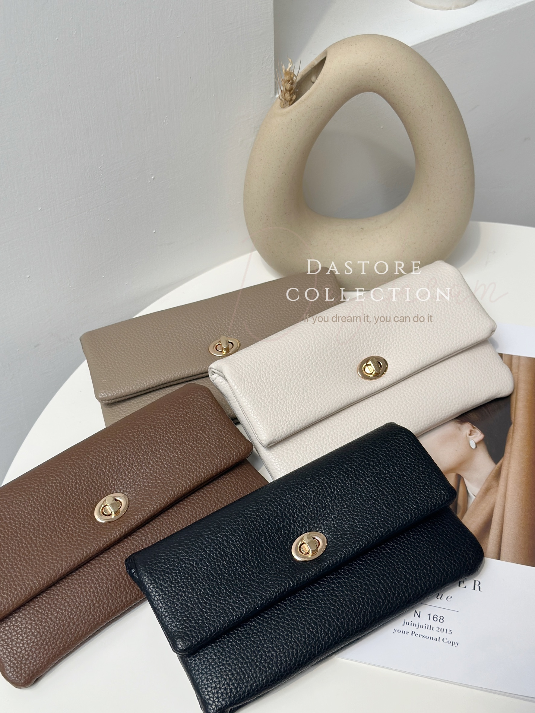 超耐用復古荔枝皮長夾/四色