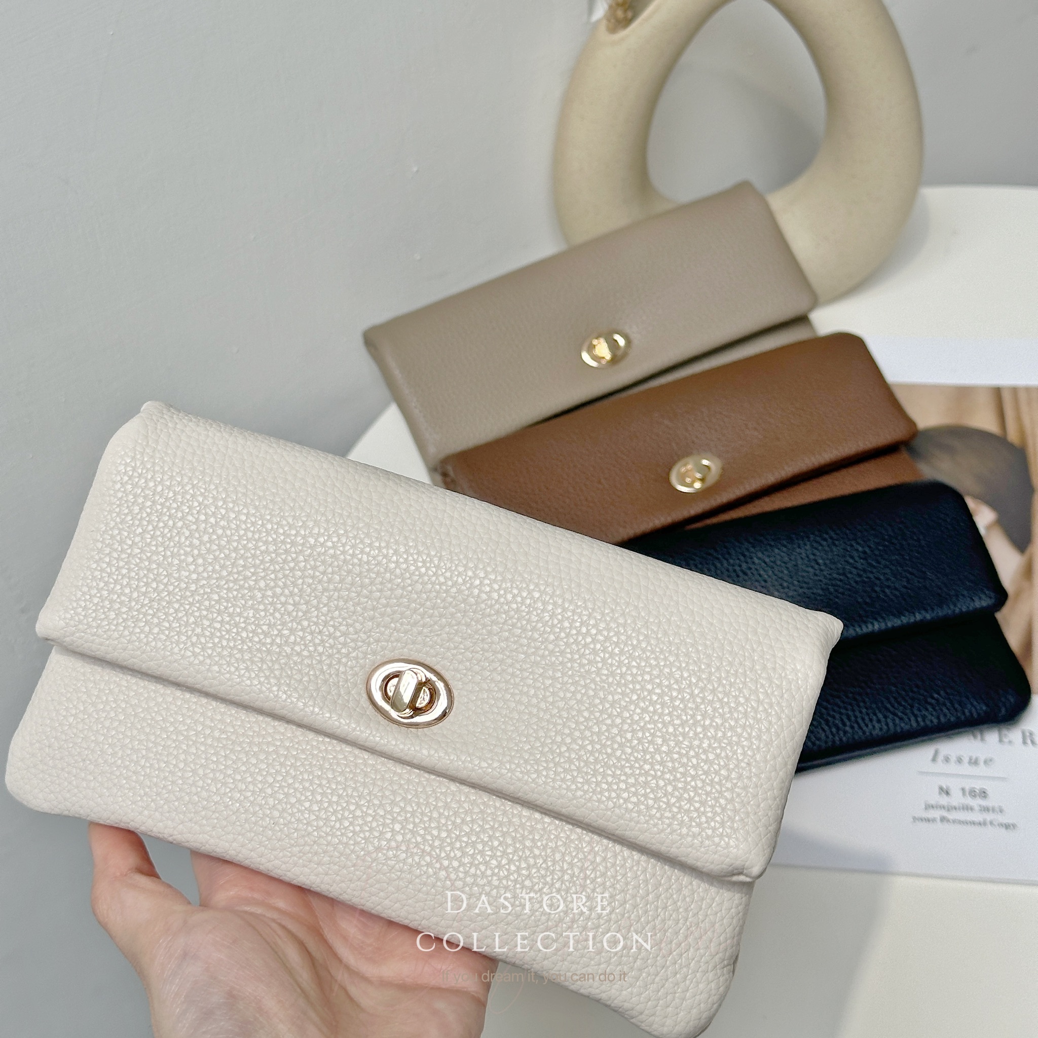 超耐用復古荔枝皮長夾/四色