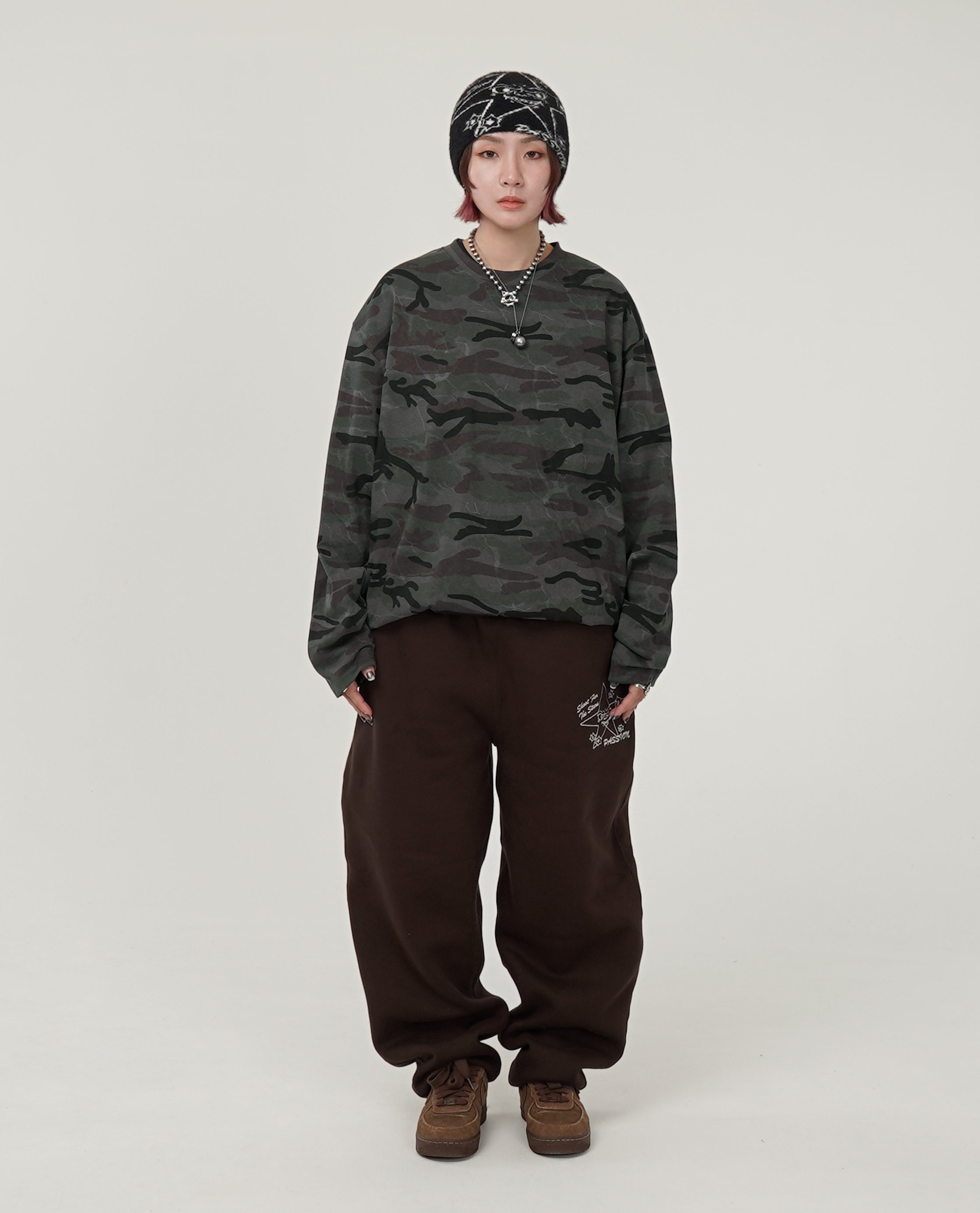 水洗迷彩下綁繩長t