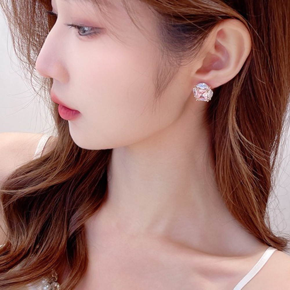 鋯石耳環 小耳環 氣質耳環 百搭 耳夾式耳環 耳環夾式 耳夾耳環 彩色耳環 耳環夾式 綠色耳環 飾品011