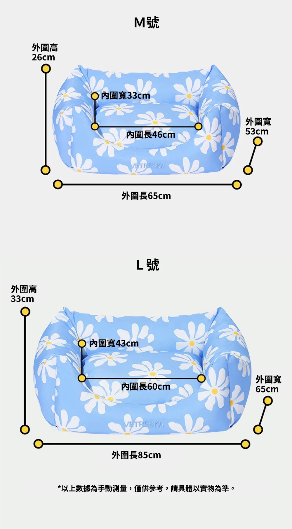 Vetreska 小雛菊防水抗菌寵物梳化床