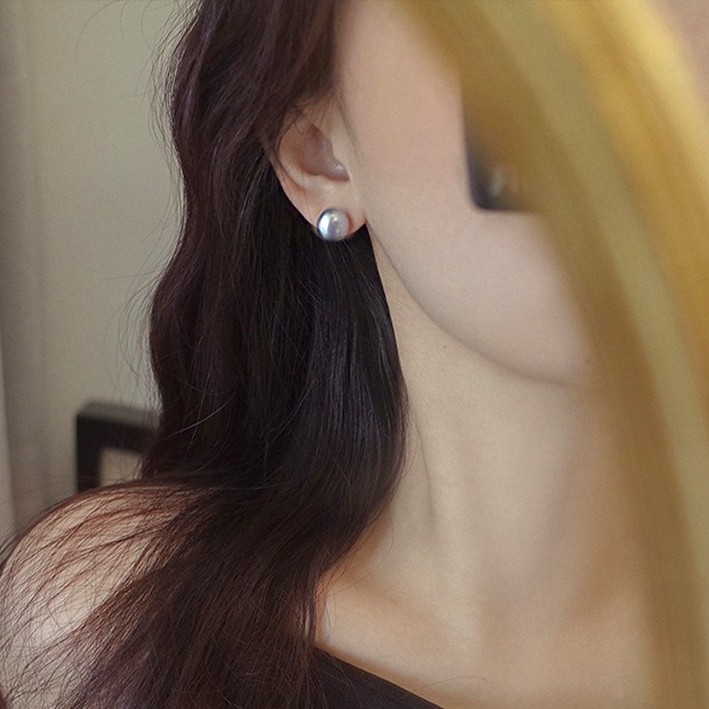 珍珠耳釘 高級感 灰珍珠 個性耳釘 耳環 耳針 純銀耳環 銀色耳環 冷淡風 耳飾 生日禮物 女生耳環 小眾設計005
