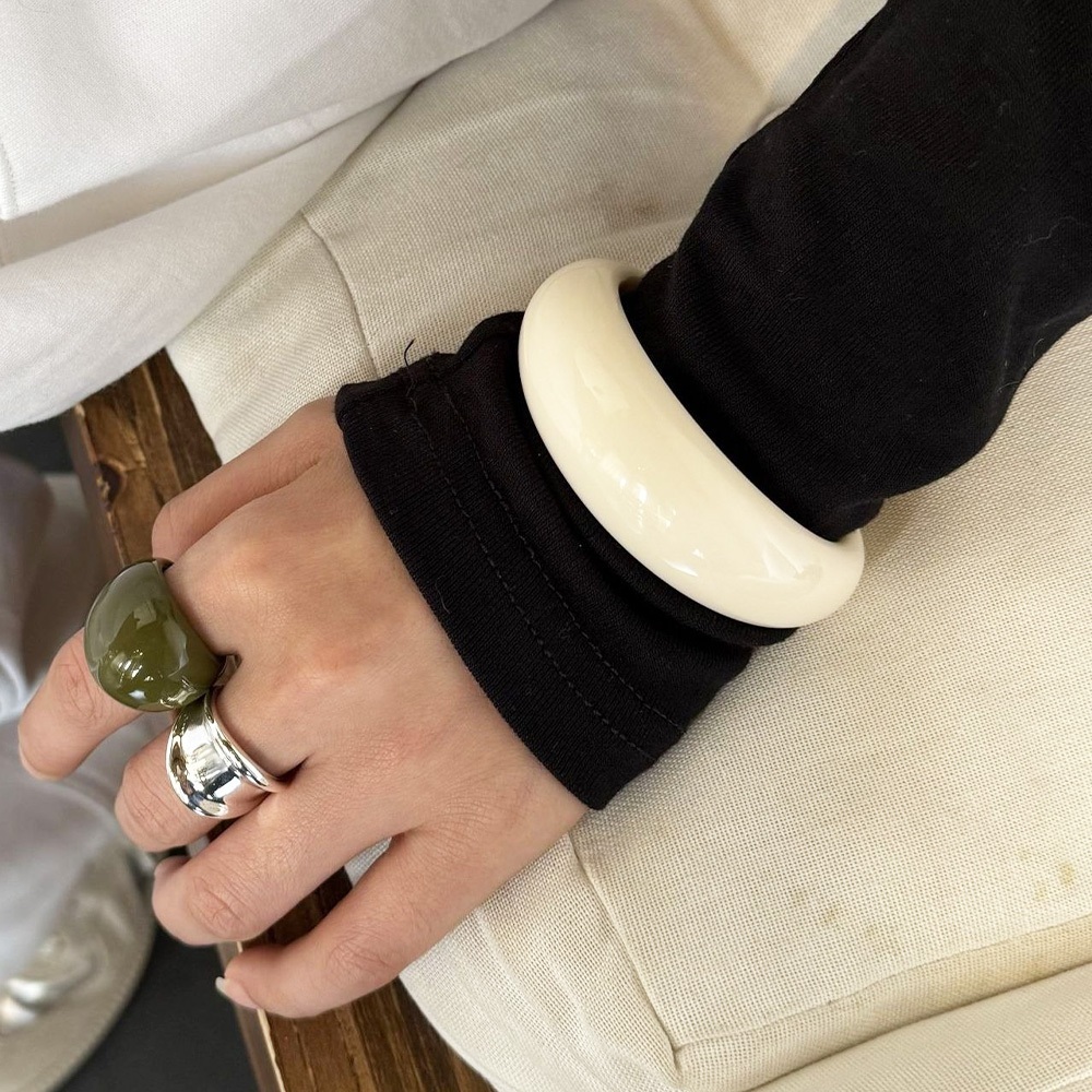 大圈口手鐲 小眾設計 時尚設計感  ins風 交換禮物 樹酯手鐲 生日禮物 男女通用 閨密手鐲 手環 簡約 禮物 036