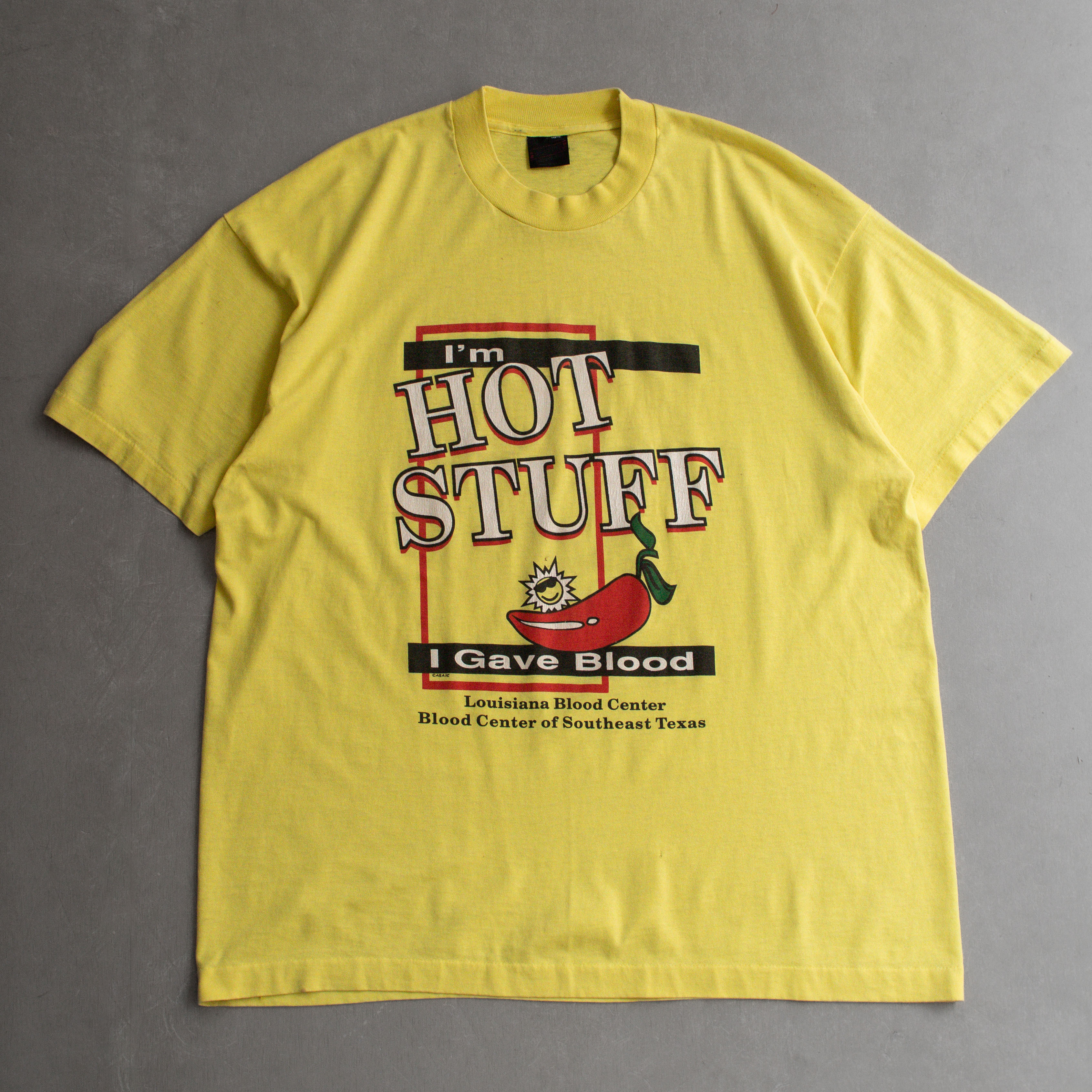 80-90S FRUIT OF THE LOOM VINTAGE TEE 美國製 黃色 辣椒 短袖 T恤