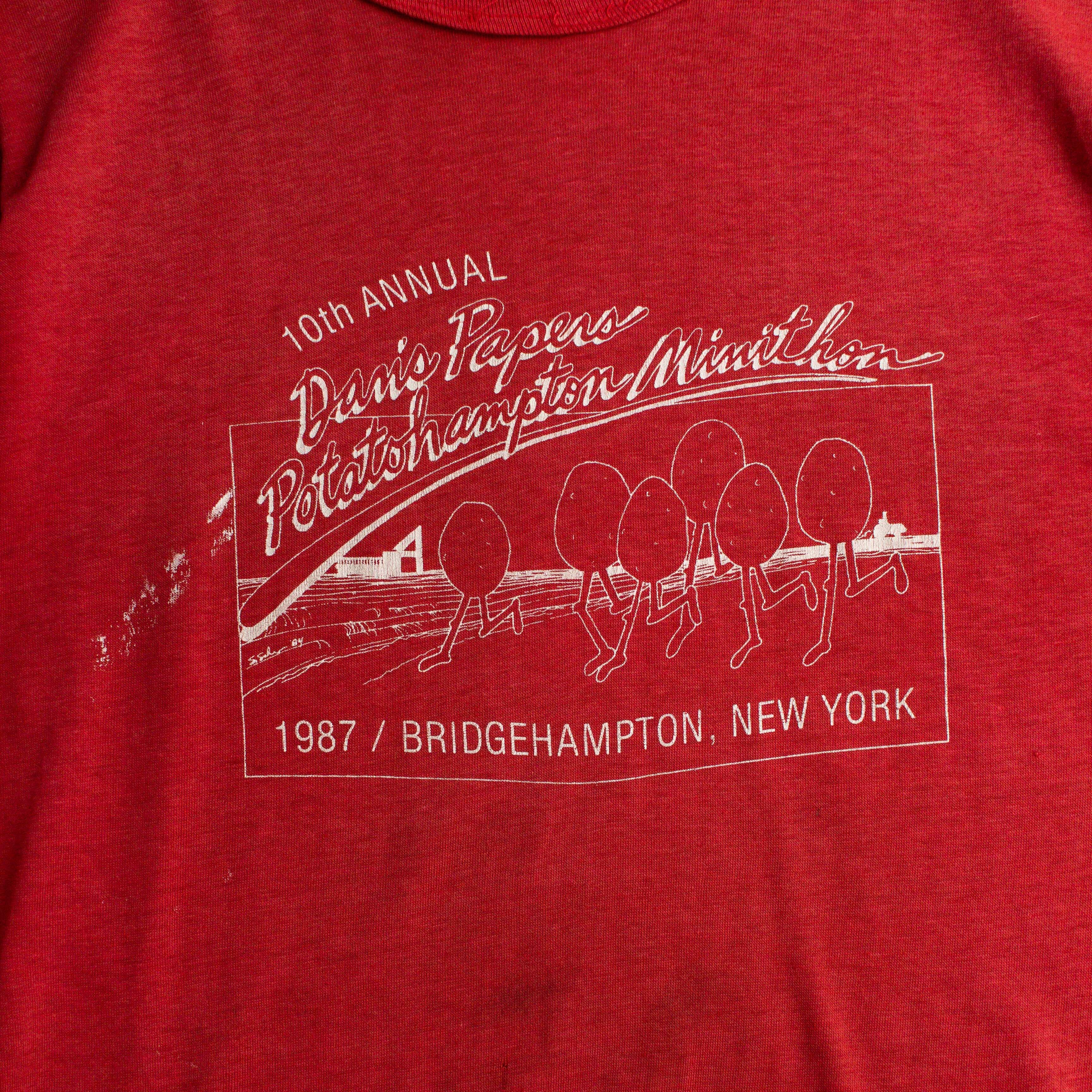 80-90S VINTAGE TEE 美國製 紅色 紐約報社 十週年 圖案 短袖 T恤