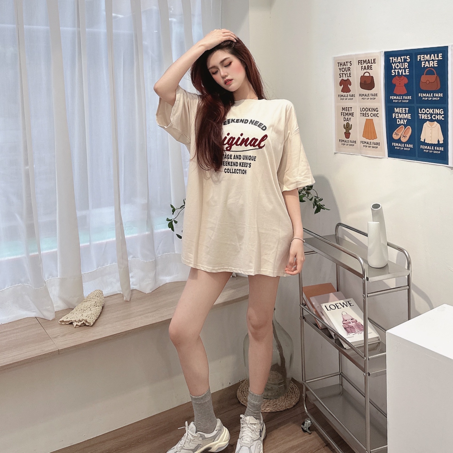 街頭感美式字母膠印大TEE/四色