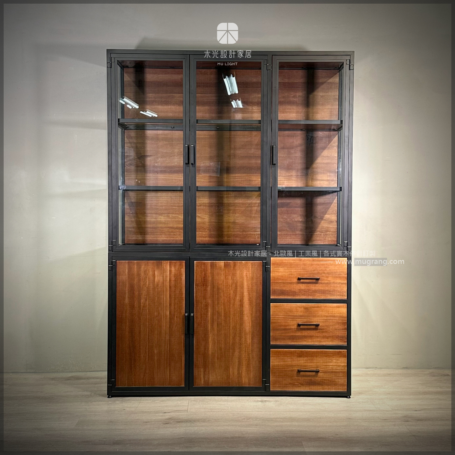 台灣製-LOFT美式玻璃開門收納櫃架|可訂製