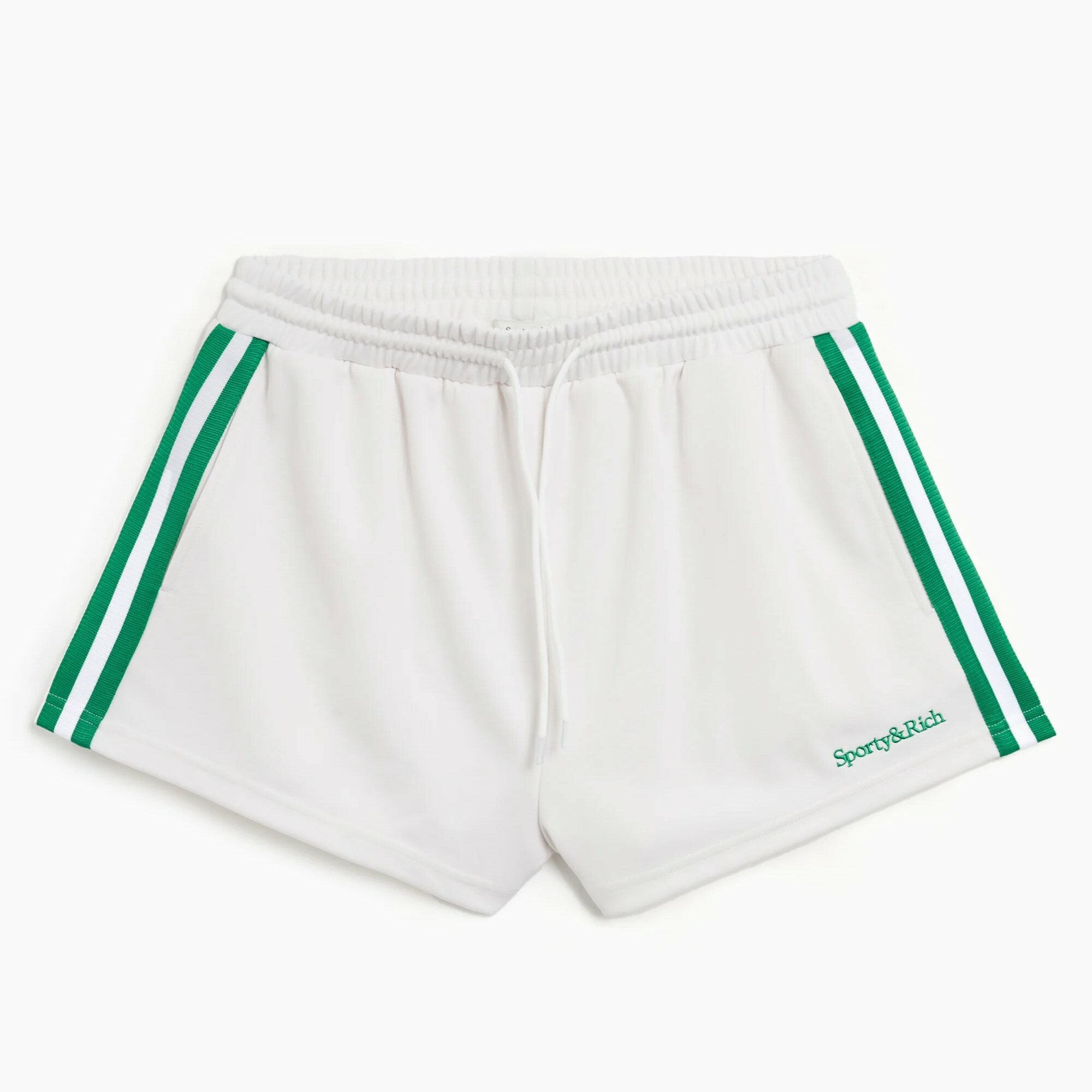 1FO0510-051 SPORTY & RICH Serif Logo Embroidered Roller Women's Shorts White #SH015S405SW (BR)