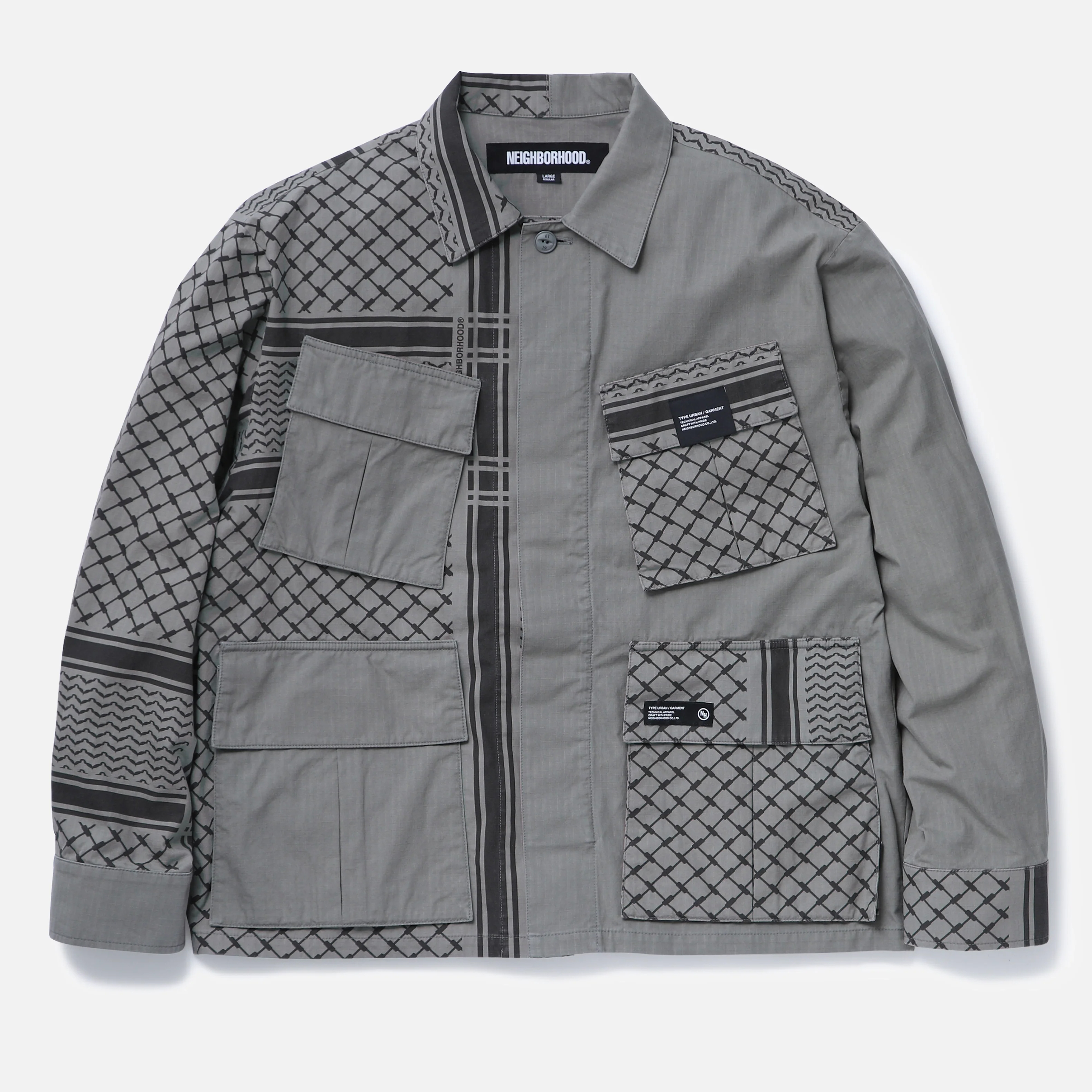 -(B4c01)-NEIGHBORHOOD PT SHEMAGH FATIGUE JACKET 工裝外套 仿舊 多口袋 灰色-251UTNH-JKM01