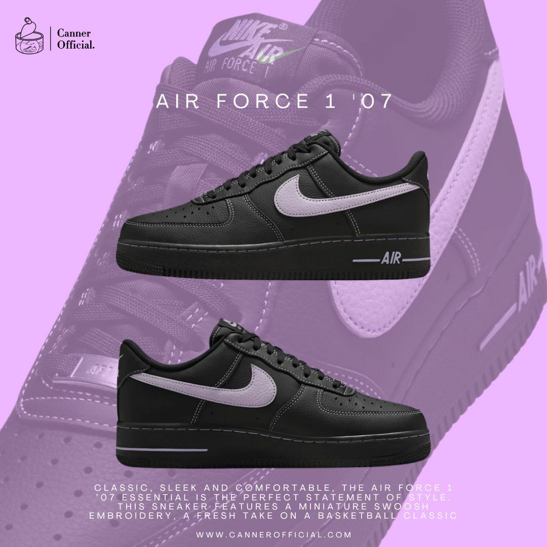 NIKE AIR FORCE 1 07 LV8 黑色 紫勾 經典 AF1 百搭 男鞋 HQ2037-001