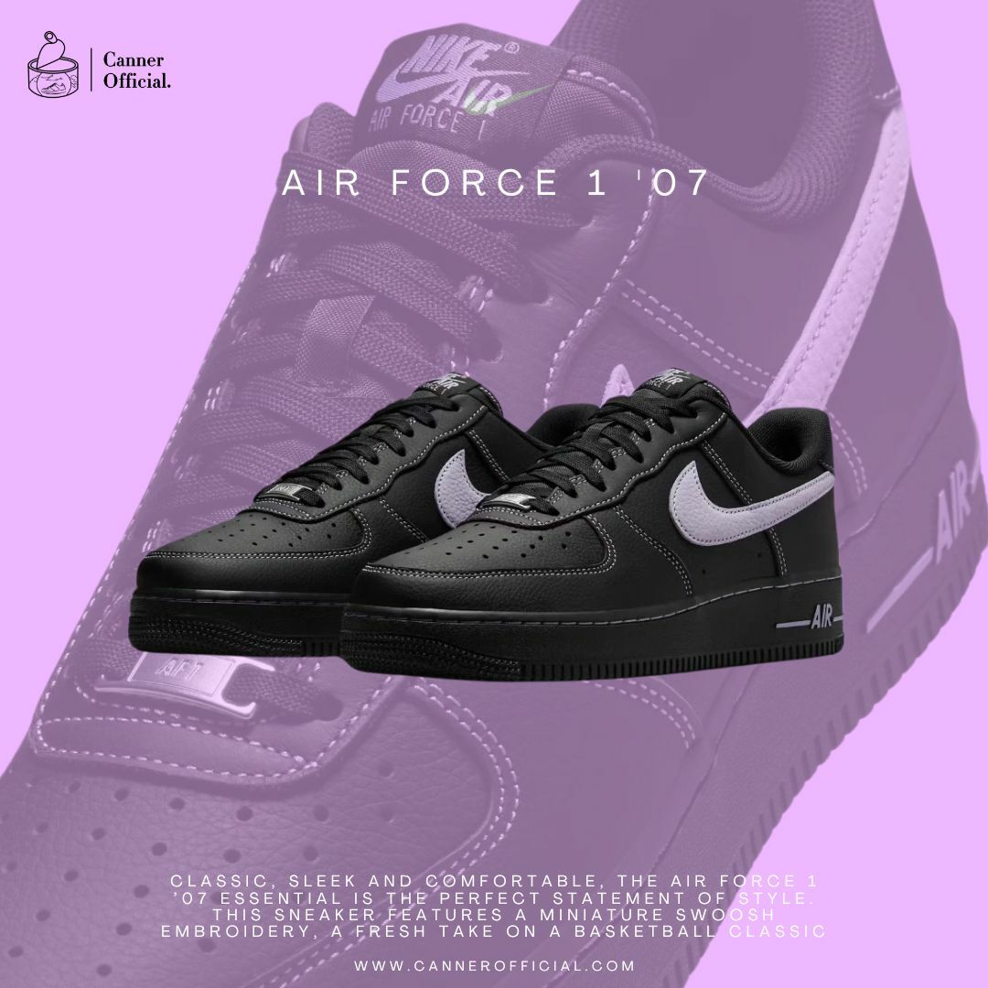 NIKE AIR FORCE 1 07 LV8 黑色 紫勾 經典 AF1 百搭 男鞋 HQ2037-001