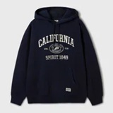 [S] WHO.A.U NAVY CALIFORNIA EMBROIDERY HOODIE, WHMHF2223U59-NAVY (SWAU546)