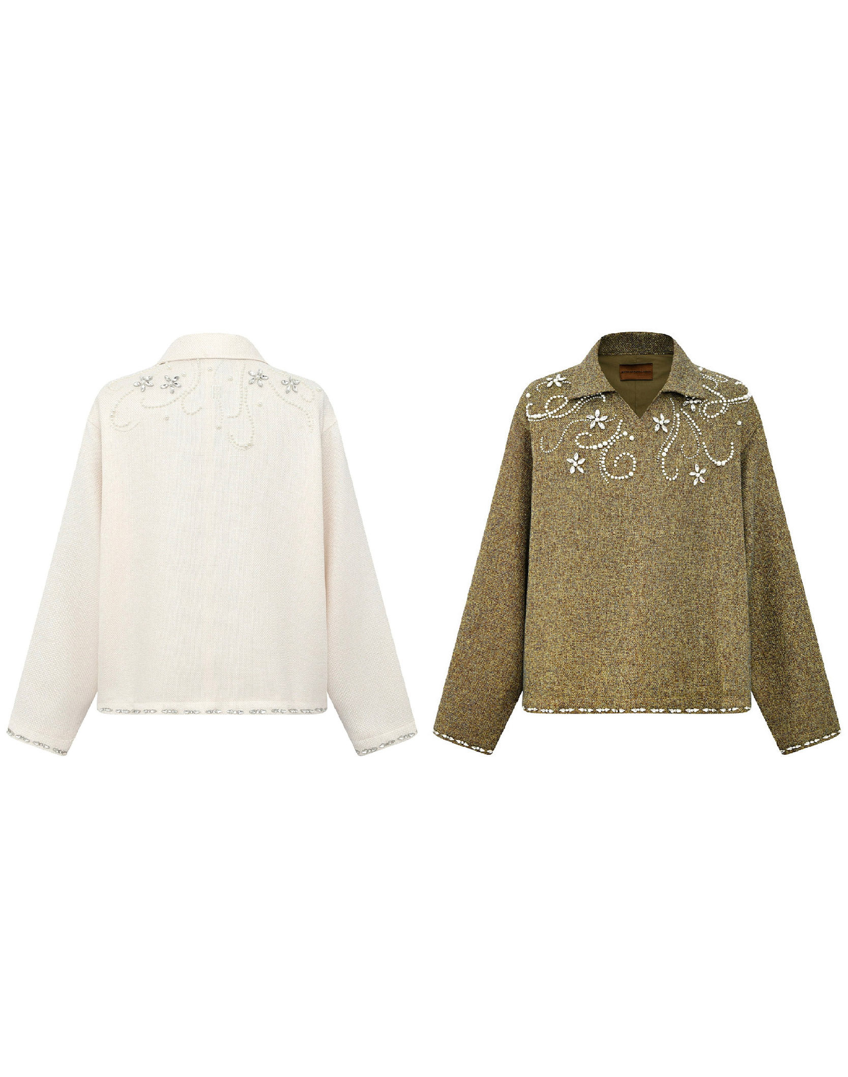Birth Of Royal Child｜DIAMOND EMBELLISHED FLORAL KNIT TOP (WHT/GRN)