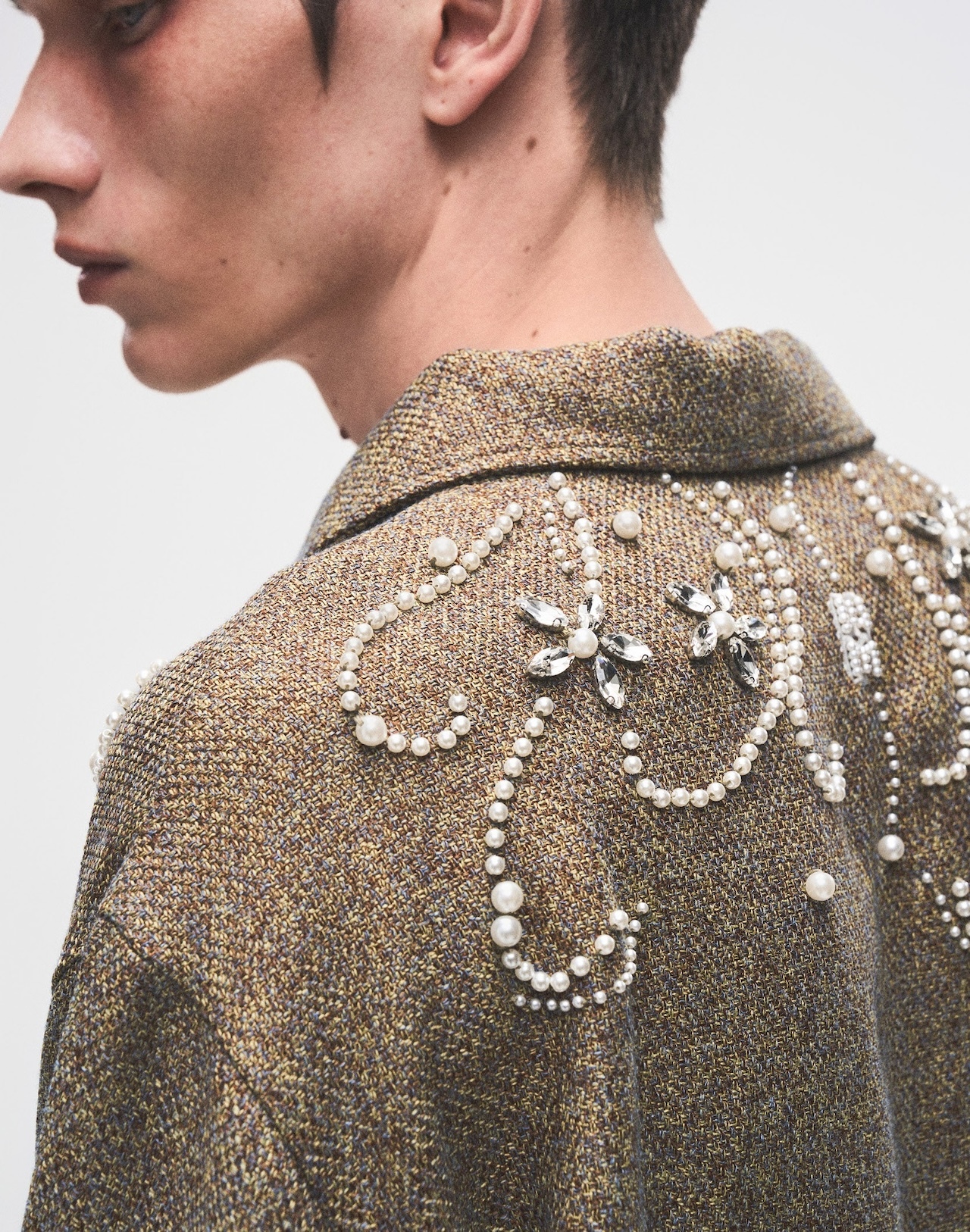 Birth Of Royal Child｜DIAMOND EMBELLISHED FLORAL KNIT TOP (WHT/GRN)