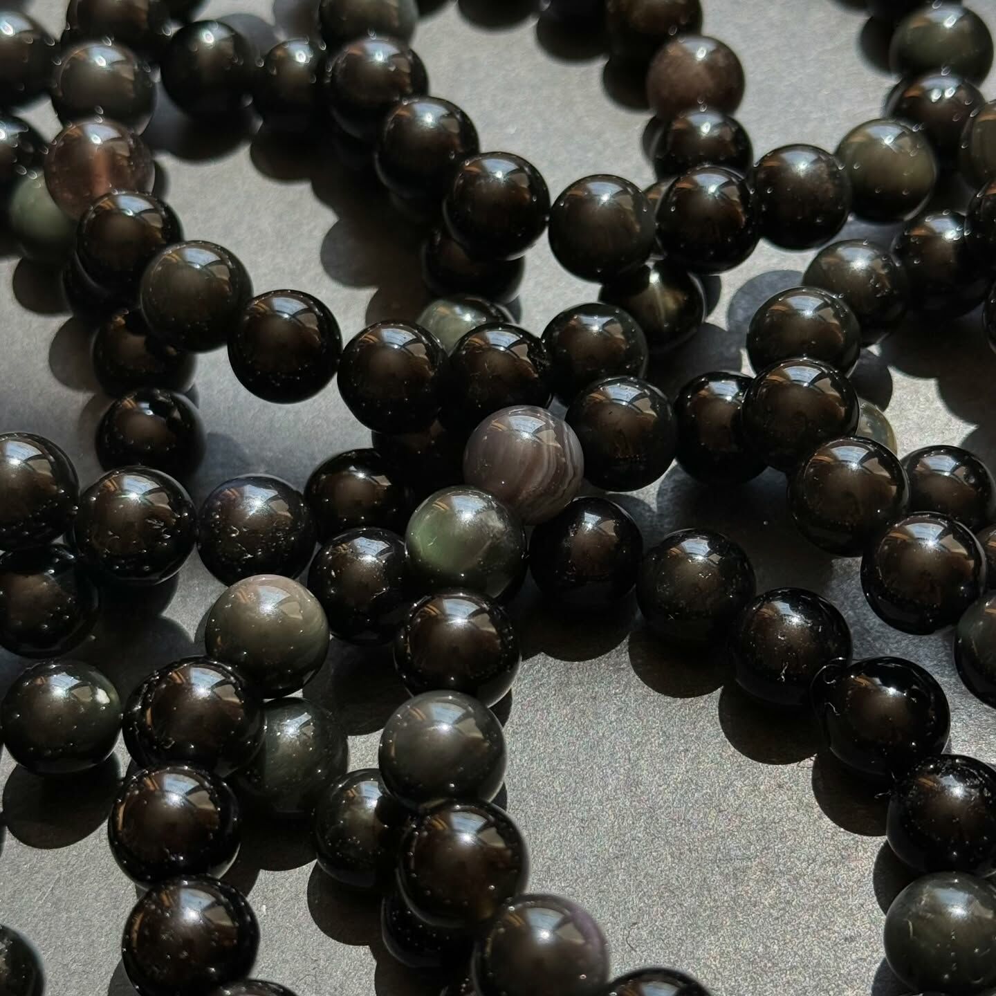 [原石] 彩虹黑曜石 水晶手串