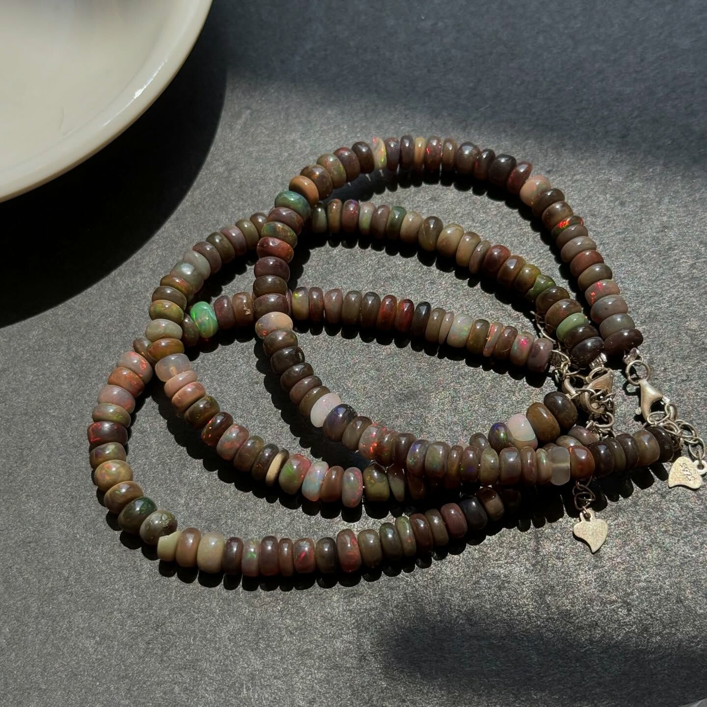 [原石] 衣索比亞黑蛋白石 925銀手鏈