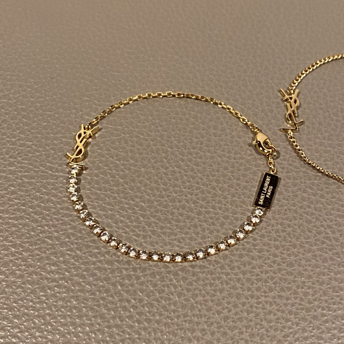 18k’YSL半鑽聖羅蘭鑽’字母高奢定製細手鍊