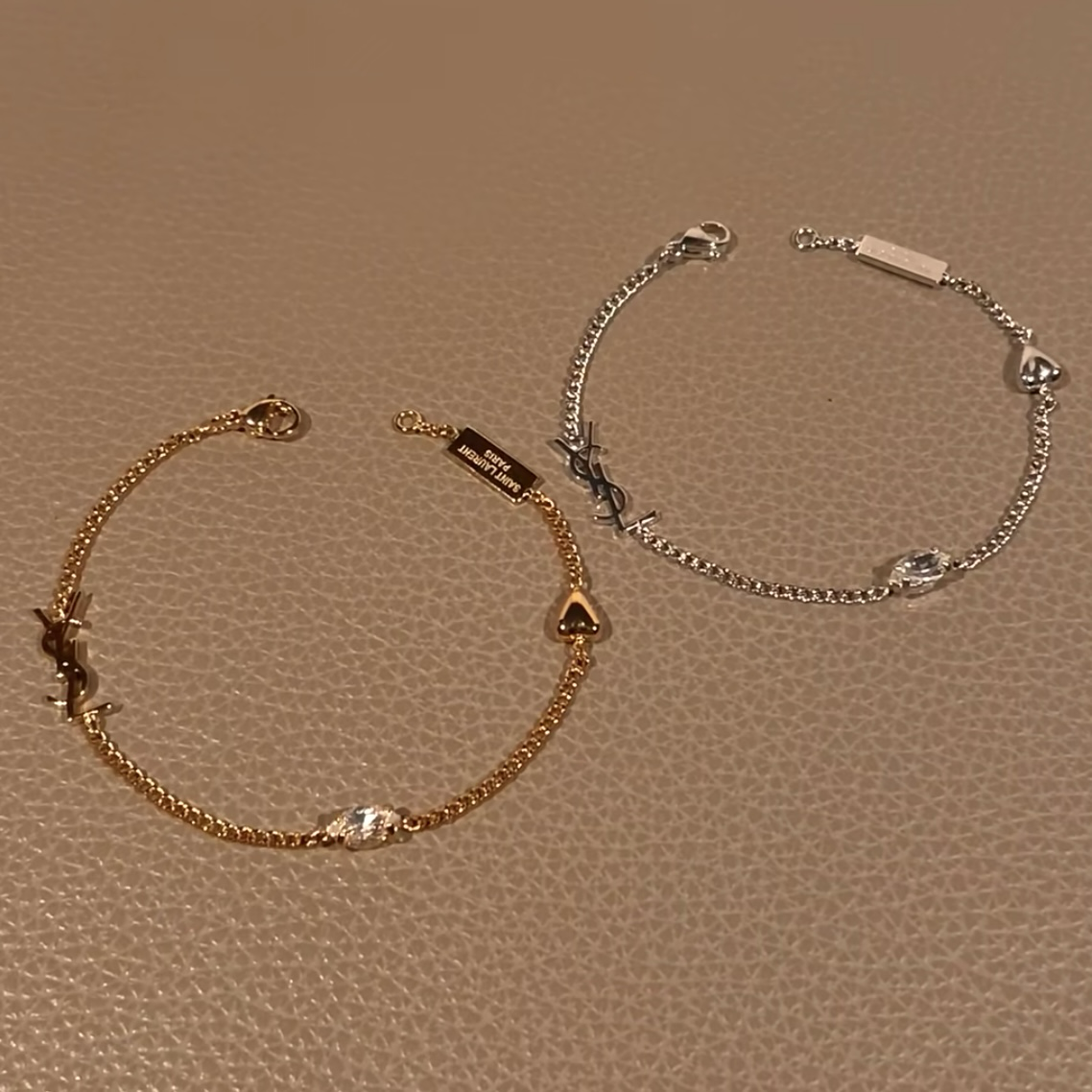 18k’YSL桃心聖羅蘭鑽’字母高奢定製細手鍊