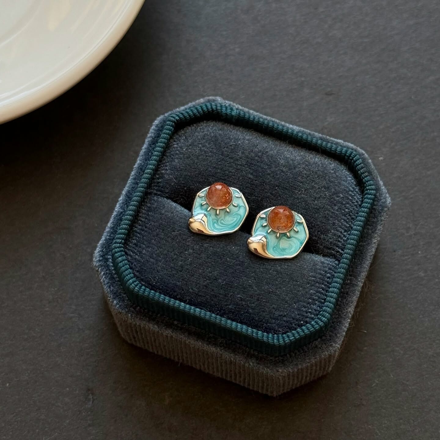 [原石] 金太陽石 925銀耳環