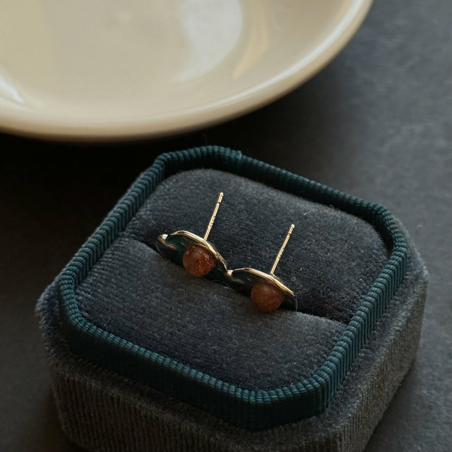 [原石] 金太陽石 925銀耳環