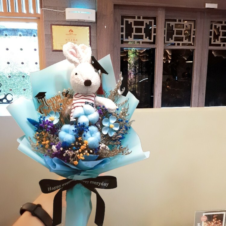 藍色法國兔砂糖兔乾燥花束,le sucre bunny Dry Bouquet