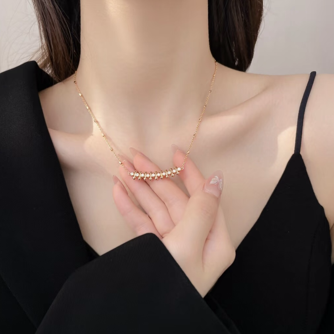 18k”ct clash de子彈鉚釘’水鑽高級定製項鍊