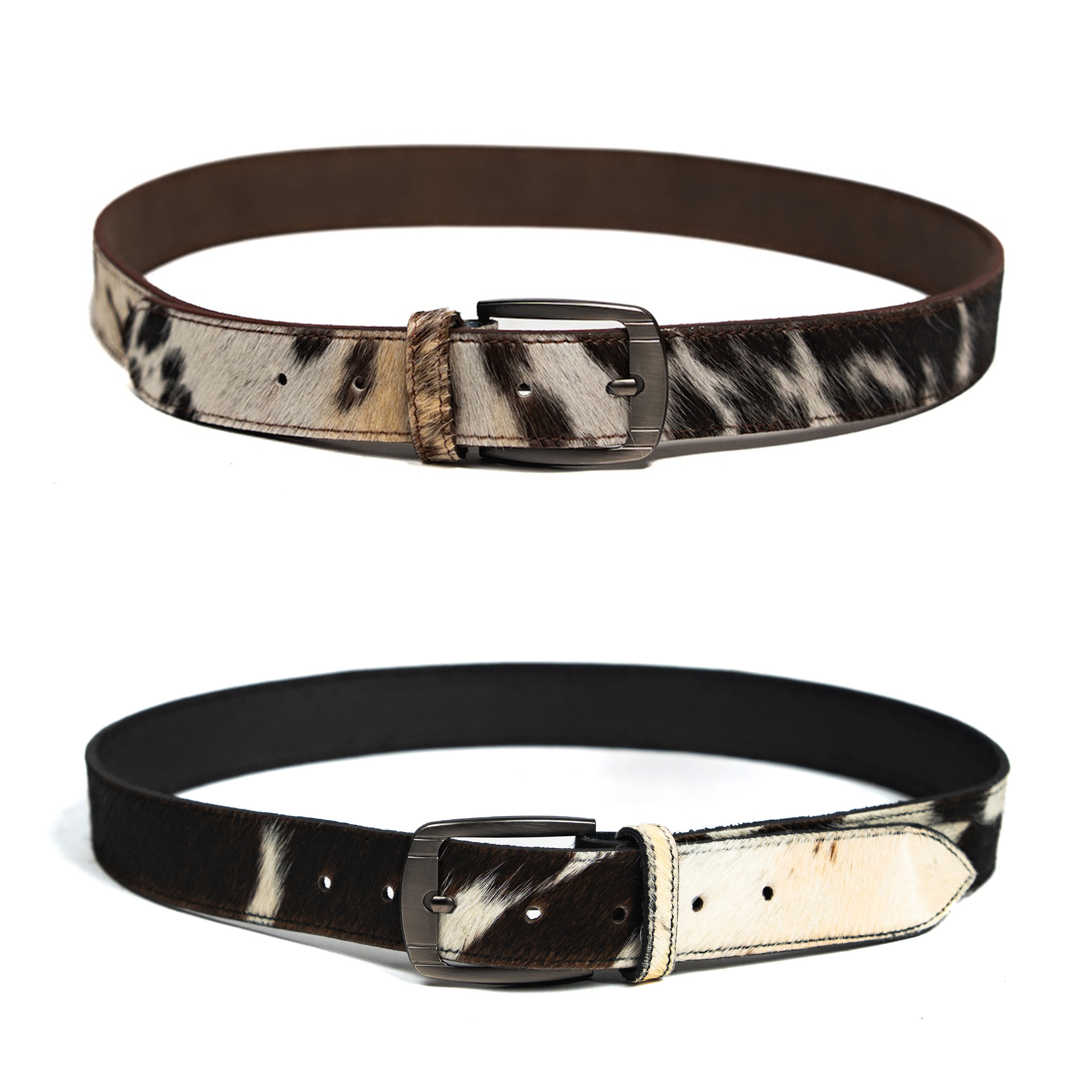 Bootlegway｜COW BOY Hair-on Leather Belt (Black/Brown)