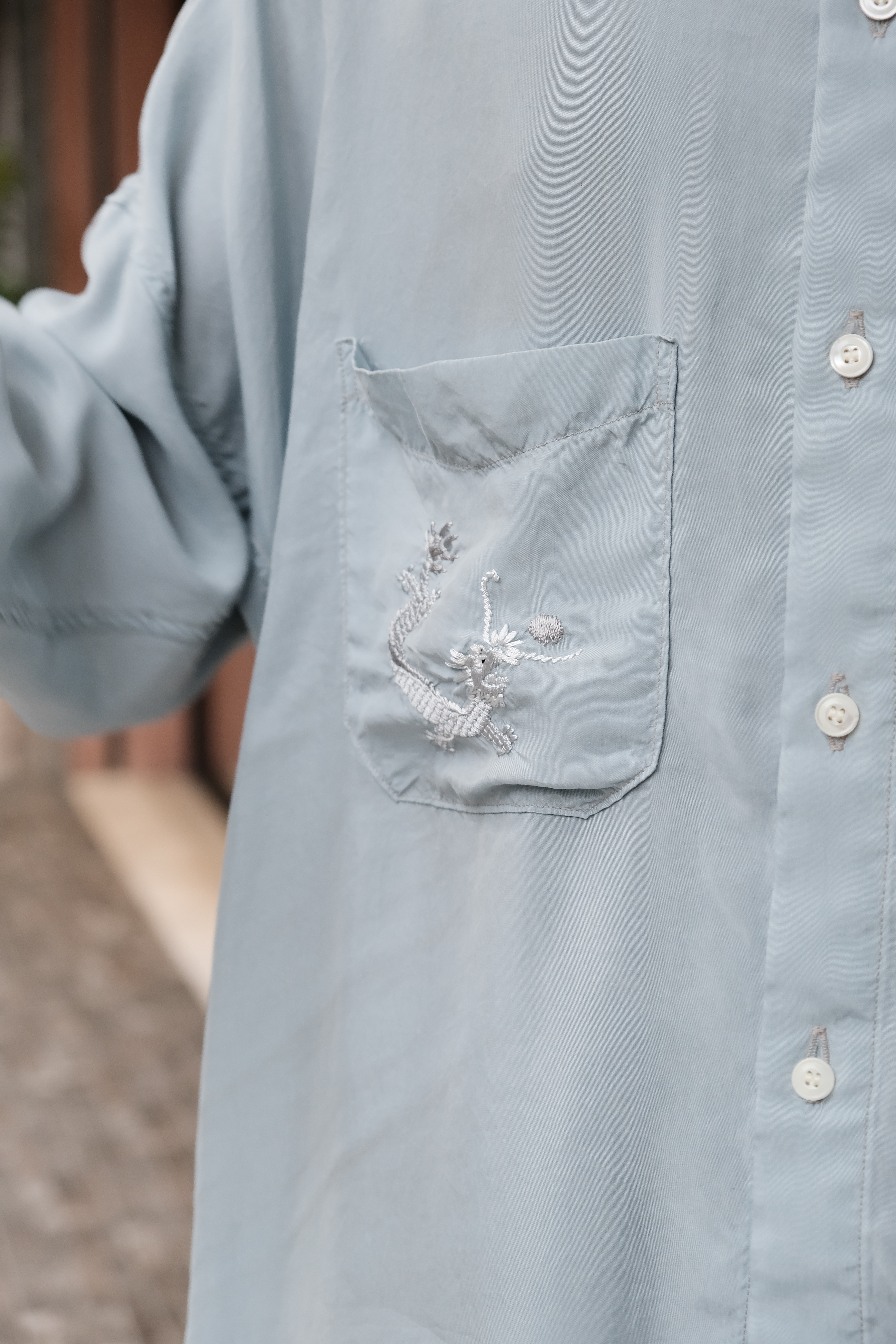 トップス ANCELLM AGING EMBROIDERY SHIRT SAX ANCELLM | アンセルム