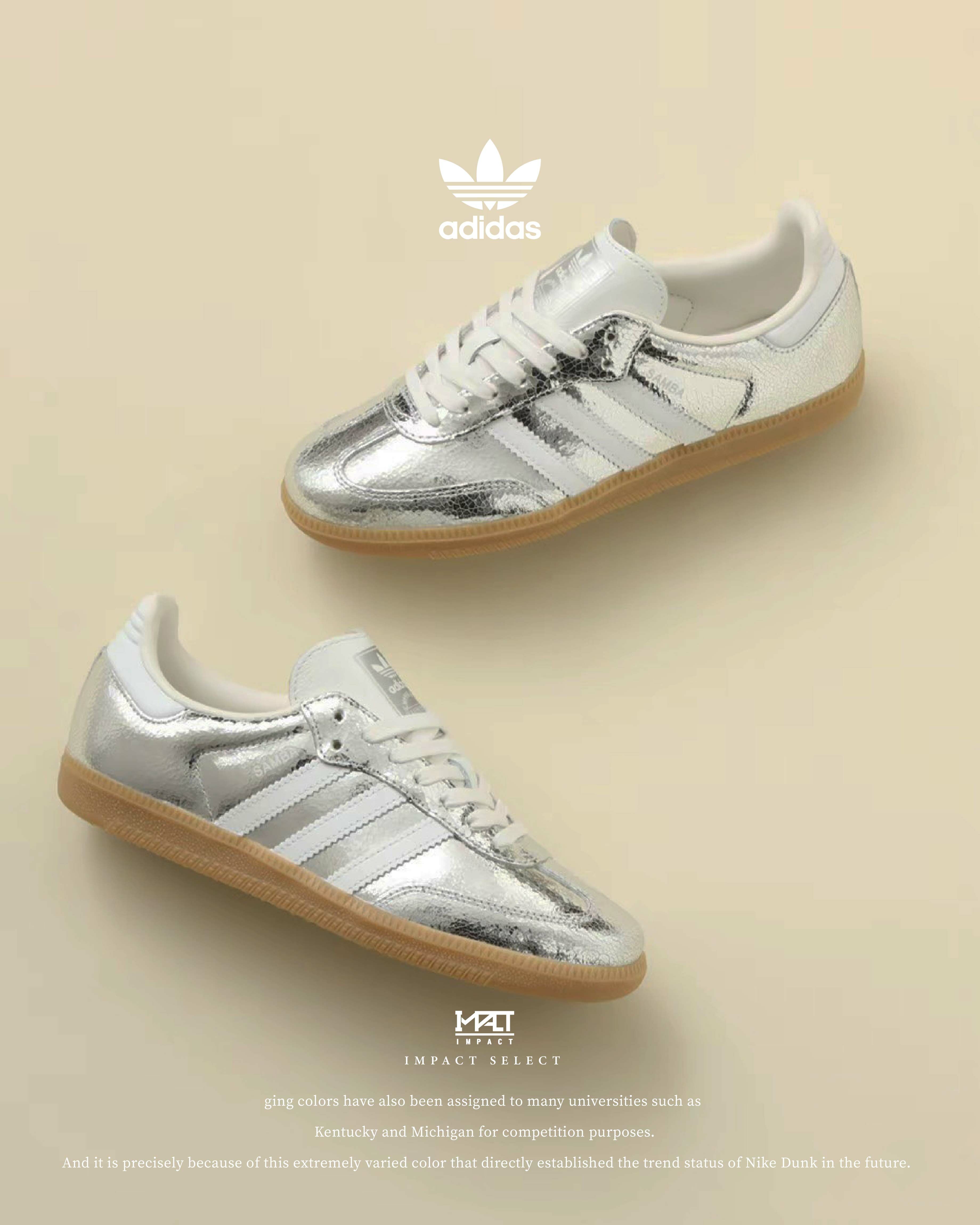 Adidas Smba OG 鏡面銀 爆裂紋 薄底 德訓鞋 休閒鞋 JR0035