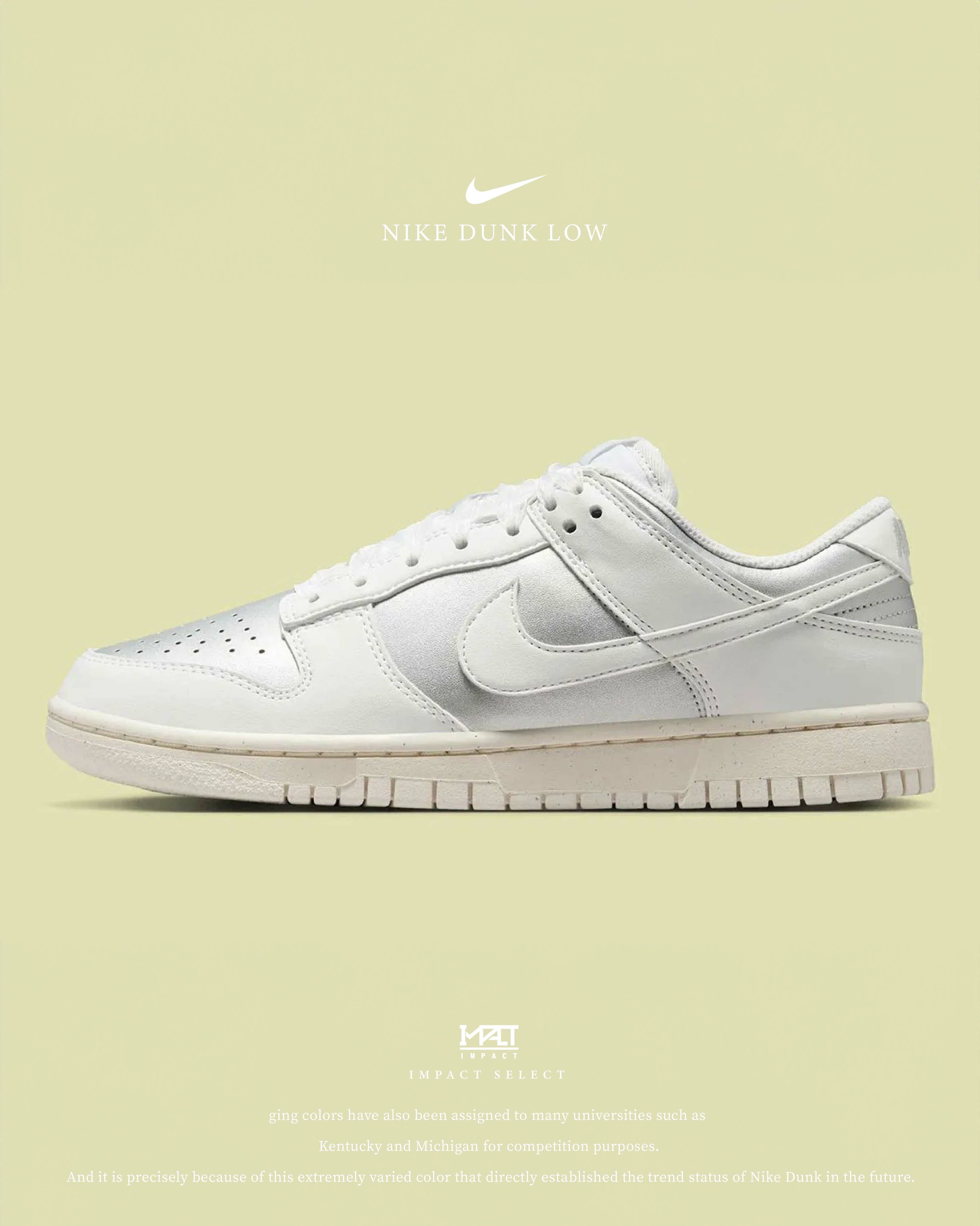 Nike Dunk Low Next Nature 金屬銀 反轉 灰白 休閒鞋 女款 緞帶 絲綢 IB7311-001