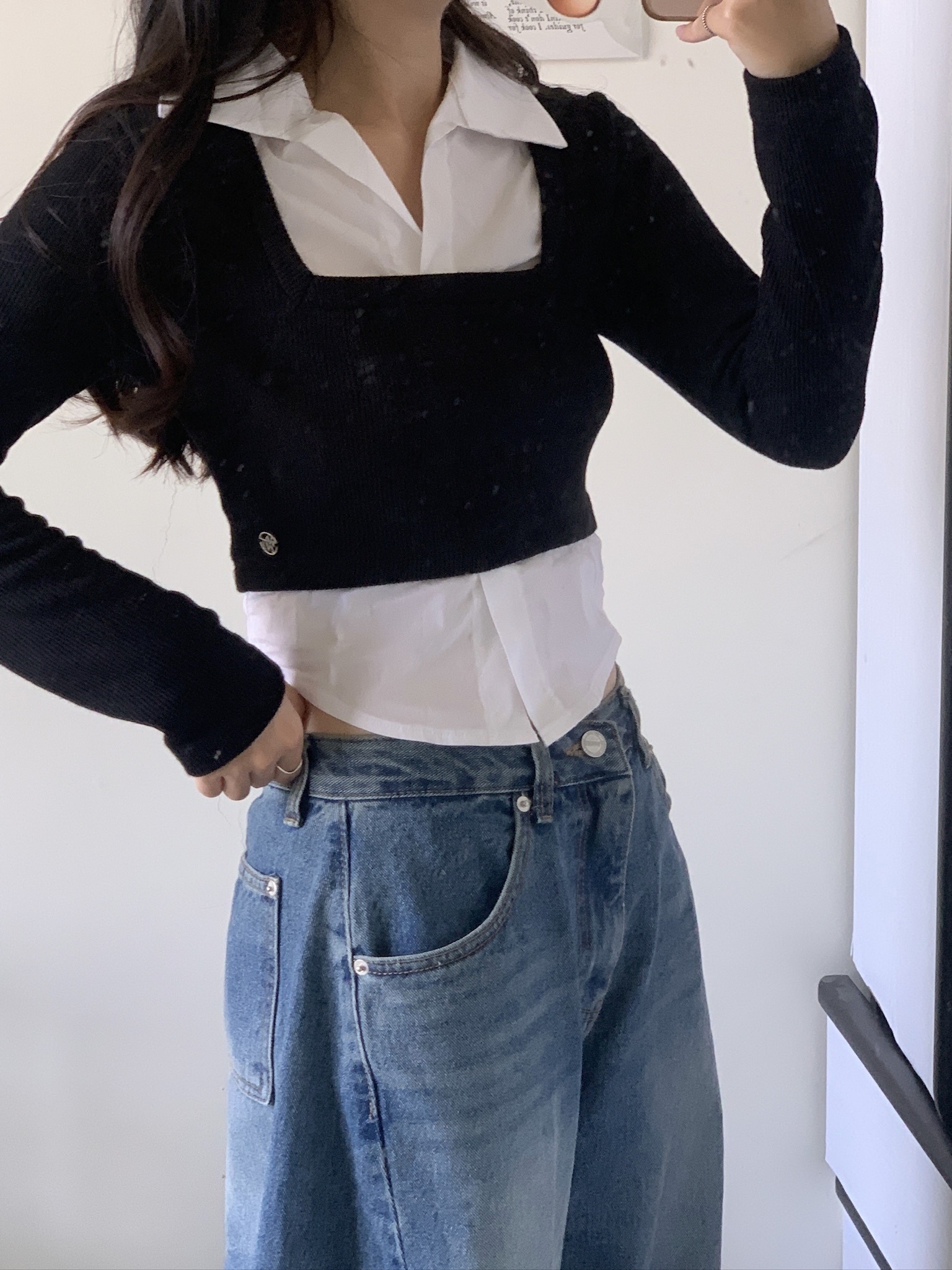 正韓 鄰家妹妹校園風假兩件 (2colors)