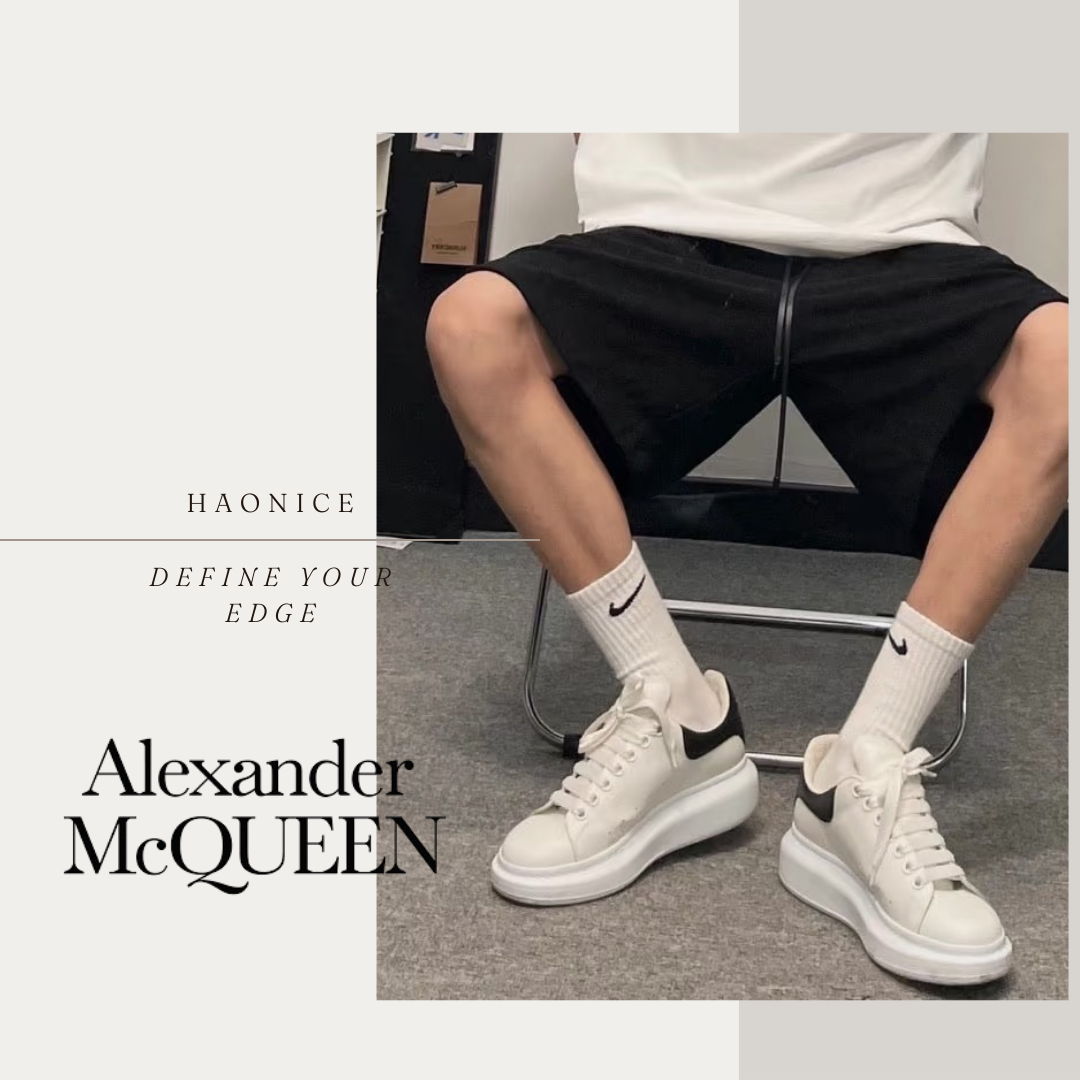 【HAO NICE】100%官方正品😎😎😎Alexander McQueen MCQ 黑色尾 小白鞋 厚底休閒鞋