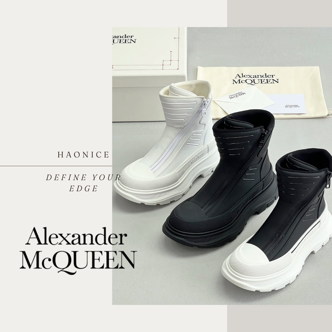 【HAO NICE】上海經銷商Alexander McQUEEN 法式時尚🇫🇷Tread Slick Moto 經典牛皮馬丁鞋 高筒靴 越野車靴