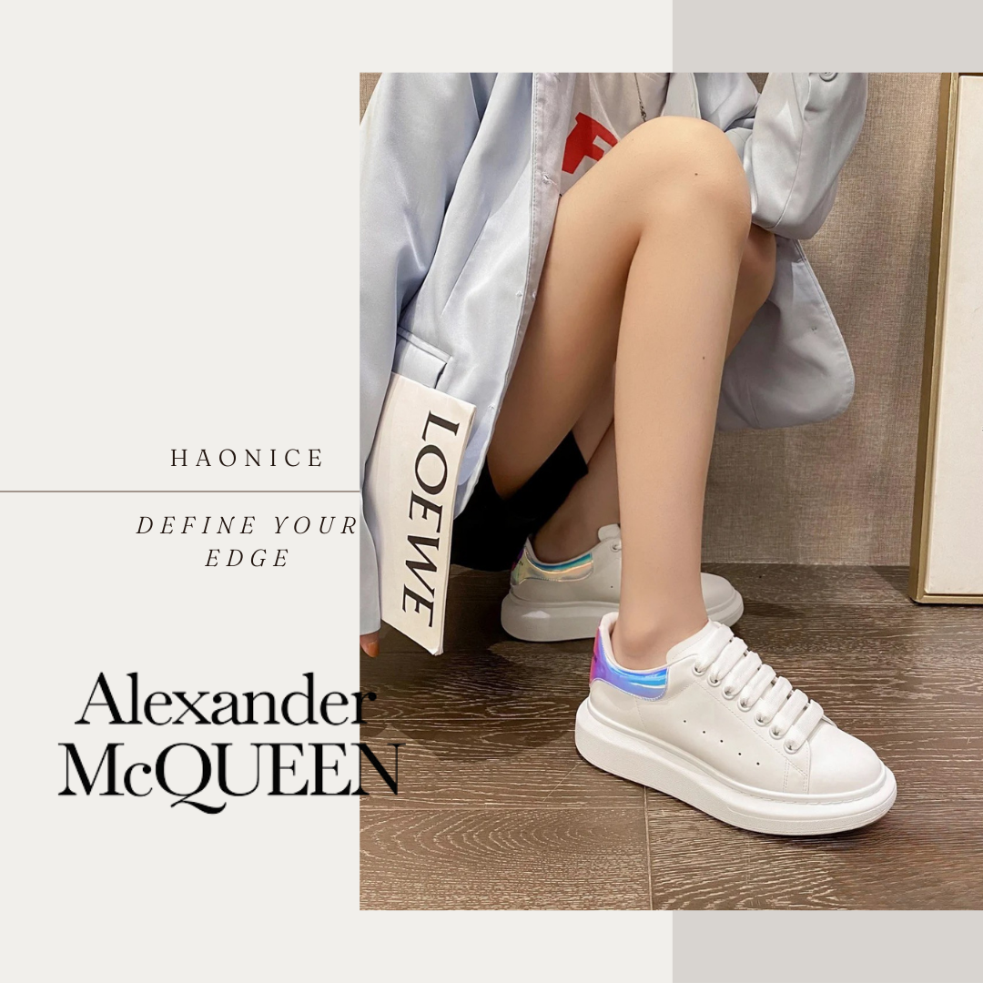 【HAO NICE】上海經銷商Alexander McQUEEN 法式時尚🇫🇷七彩亮面漸層色低筒休閒鞋 小白鞋 板鞋